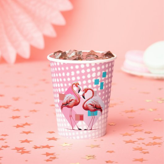 Geometrisch modern flamingo Baby shower Papieren Bekers (Insitu)