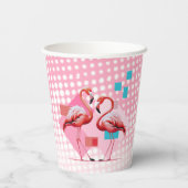 Geometrisch modern flamingo Baby shower Papieren Bekers (Achterkant)