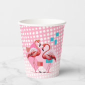 Geometrisch modern flamingo Baby shower Papieren Bekers (Voorkant)