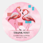 Geometrisch modern flamingo Baby shower Ronde Sticker (Voorkant)