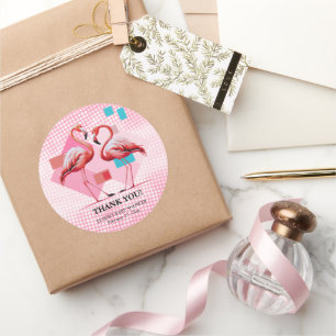 Geometrisch modern flamingo Baby shower Ronde Sticker
