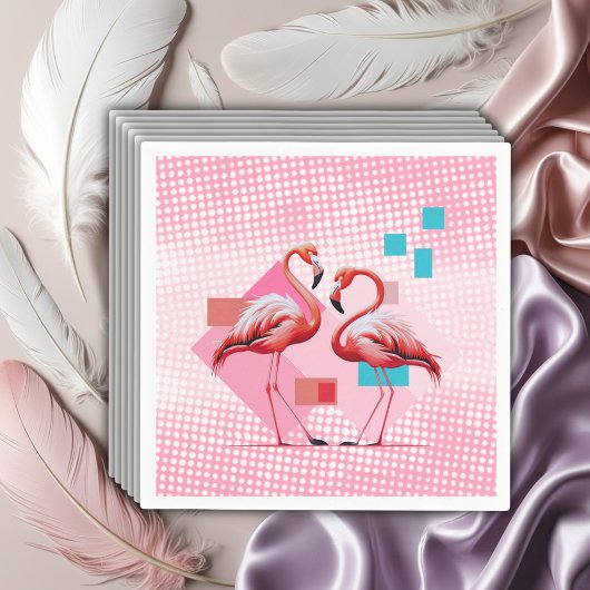 Geometrisch modern flamingo Baby shower Servet