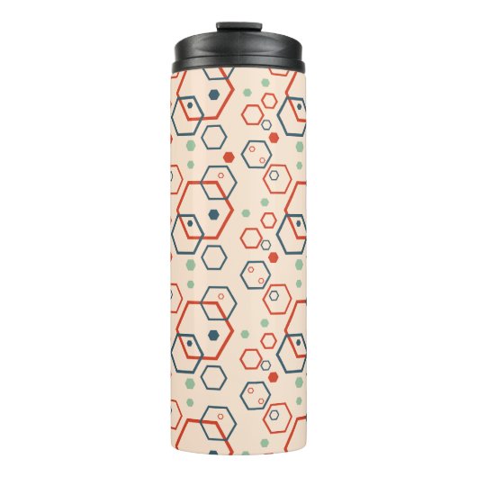 Geometrisch modern gekleurd zeshoekig patroon thermosbeker (Voorkant)