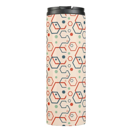 Geometrisch modern gekleurd zeshoekig patroon thermosbeker (Achterkant)
