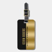 Geometrisch Modern Goud & Zwarte Streep Monogram 2 Bagagelabel (Voorkant verticaal)