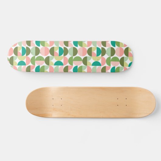 Geometrisch Modern Groen en Perzik Persoonlijk Skateboard (Horizontaal)