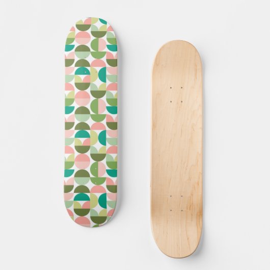 Geometrisch Modern Groen en Perzik Persoonlijk Skateboard (Voorkant)