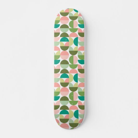 Geometrisch Modern Groen en Perzik Persoonlijk Skateboard (Voorkant)