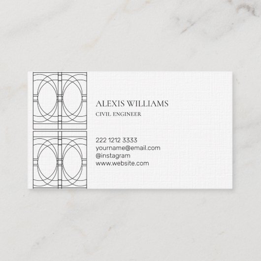 Geometrisch Modern Minimalistisch Elegant Script Visitekaartje (Achterkant)