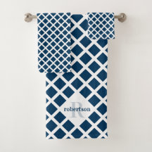 Geometrisch Modern Navy Blue Pattern Monogram