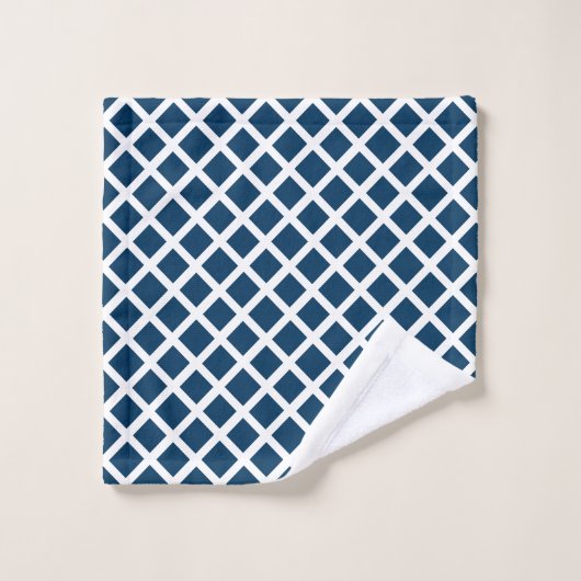 Geometrisch Modern Navy Blue Pattern Monogram Bad Handdoek (Wasdoekje)