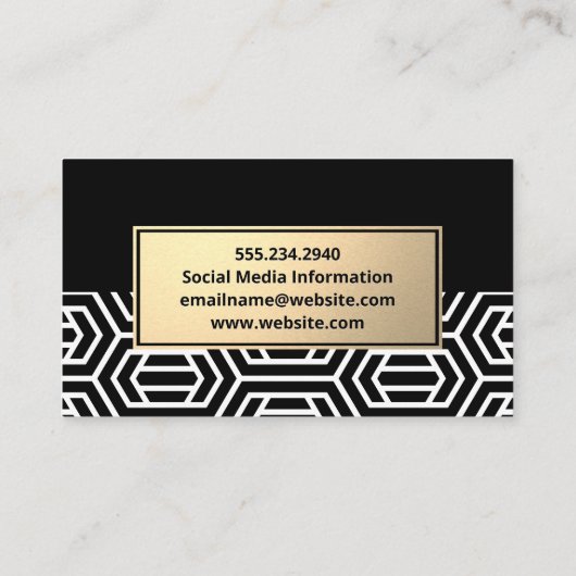 Geometrisch modern patroon | Goud Metaal Visitekaartje (Achterkant)