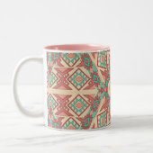 Geometrisch Modern Zuidwest Patroon Monogram Tweekleurige Koffiemok (Links)