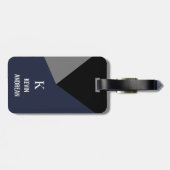 Geometrisch Modern Zwart Grijs Marine Blauw Bagagelabel (Achterkant horizontaal)