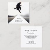 Geometrisch | Moderne minimale driehoekfoto Vierkante Visitekaartje (Voorkant / Achterkant)