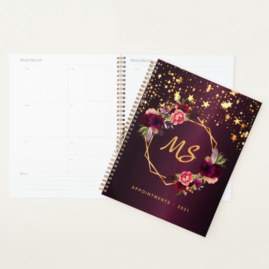 Geometrisch monogram 2022 van Floral Bourgogne Planner (Display)