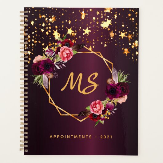 Geometrisch monogram 2022 van Floral Bourgogne Planner (Voorkant)
