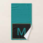 Geometrisch monogram Blauwgroen bruin zwart Bad Handdoek (Handdoek)