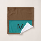 Geometrisch monogram Blauwgroen bruin zwart Bad Handdoek (Wasdoekje)