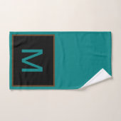 Geometrisch monogram Blauwgroen bruin zwart Bad Handdoek (Handdoek)