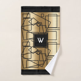 Geometrisch monogram goud en zwart handdoek