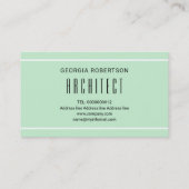 Geometrisch monogram met een mint-groen en wit mod visitekaartje (Achterkant)