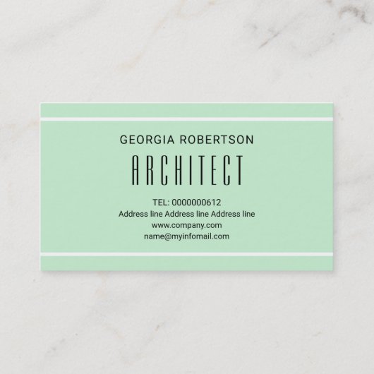 Geometrisch monogram met een mint-groen en wit mod visitekaartje (Achterkant)