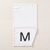 Geometrisch monogram roze groene witte strepen bad handdoek (Handdoek)