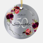 Geometrisch monogram van de milthday zilverflorale keramisch ornament (Voorkant)