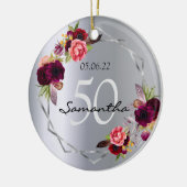 Geometrisch monogram van de milthday zilverflorale keramisch ornament (Links)