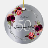 Geometrisch monogram van de milthday zilverflorale keramisch ornament (Achterkant)