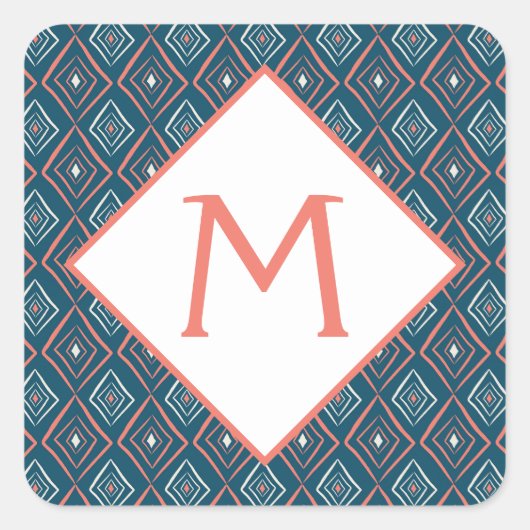 Geometrisch monogram vierkante sticker (Voorkant)