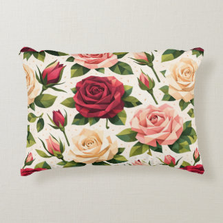 Geometrisch Mooie Roos Patroon Roze Rood Perzik Bl Accent Kussen