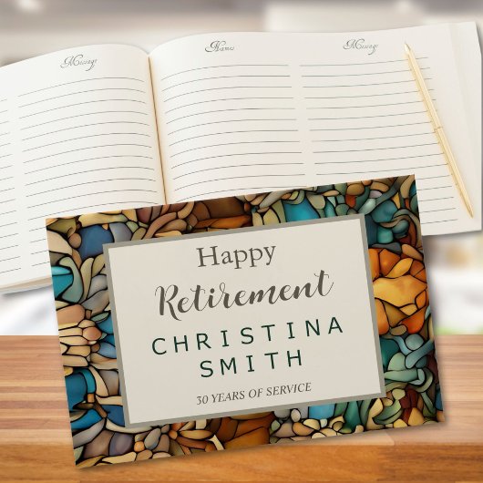 Geometrisch Mozaïek Glas in lood Pensioen Partij Gastenboek