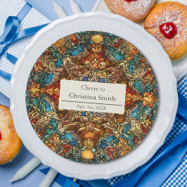 Geometrisch Mozaïek Glas in lood Pensioen Partij Papieren Bordje