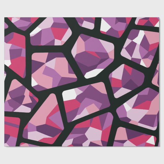 Geometrisch mozaïek, levendige roze en Paarse edel Cadeaupapier (Vlak)