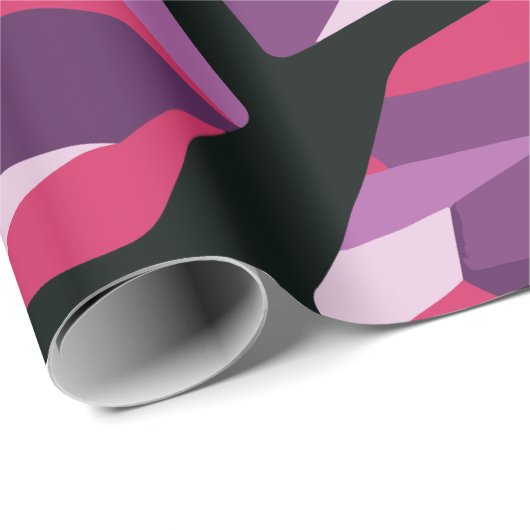 Geometrisch mozaïek, levendige roze en Paarse edel Cadeaupapier (Rol Hoek)