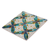 Geometrisch Mozaïek Tegel Patroon#5 Blauwgroen Wit Tegeltje (Zijkant)