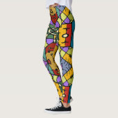 Geometrisch Mozaïek Vierkante Doos Ontwerp Leggings (Links)