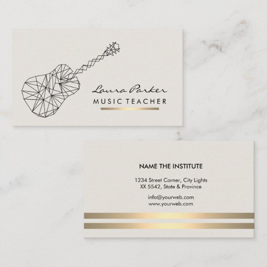 Geometrisch muziekleraar gitaarspeler visitekaartje (Voorkant / Achterkant)