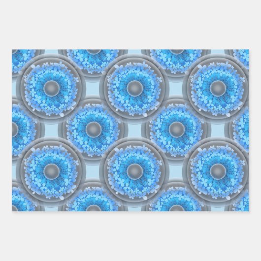 Geometrisch naadloos patroon. Kogels en blauwe blo Inpakpapier Vel (Voorkant 2)