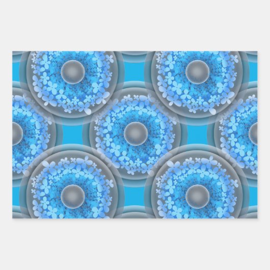 Geometrisch naadloos patroon. Kogels en blauwe blo Inpakpapier Vel (Voorkant)