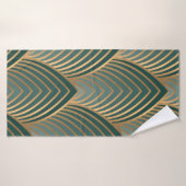 Geometrisch naadloos patroon met golden en groene badhanddoek (Badhanddoek)