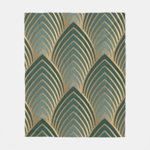 Geometrisch naadloos patroon met golden en groene fleece deken