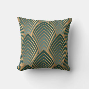 Geometrisch naadloos patroon met golden en groene kussen