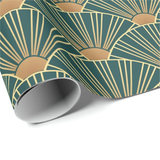 Geometrisch naadloos patroon met gouden lijnen. Gr Cadeaupapier (Rol Hoek)