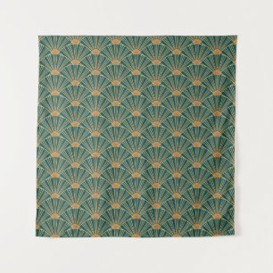 Geometrisch naadloos patroon met gouden lijnen. Gr Wandkleed
