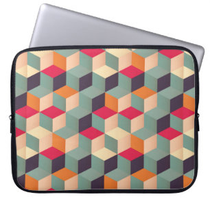 Geometrisch naadloos patroon met kleurrijke vierka laptop sleeve