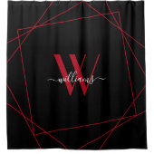 Geometrisch naamscript voor modern zwart-wit douchegordijn (Voorkant)