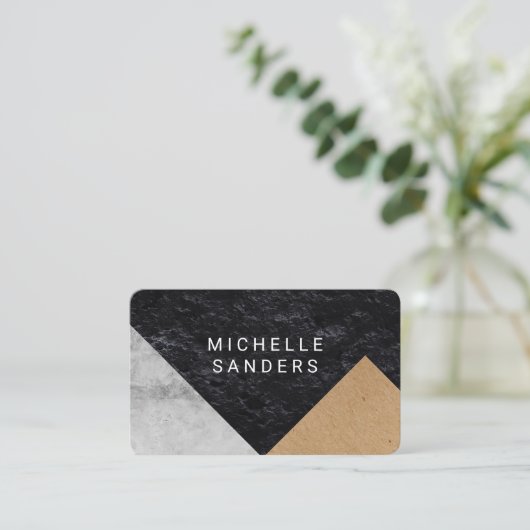 Geometrisch namaakleren leisteen paneel visitekaartje (Staand voorkant)